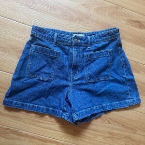 Madewell Curvy High-Waist Patch Pocket Denim Shorts  Size 29